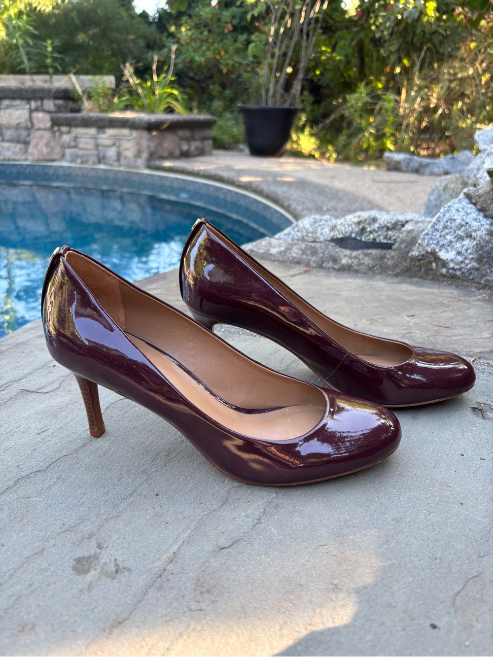 Tory Burch Burgundy Patent Leather Pumps Size 8